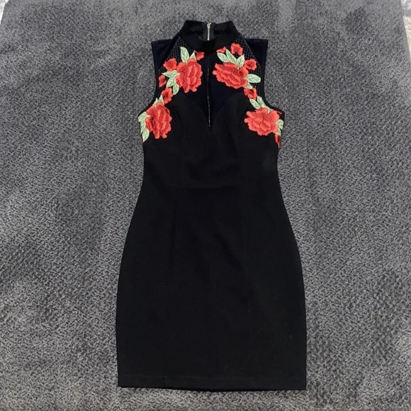 privy | Dresses | Privy Rose Embroidered Black Mesh Mini Dress | Poshmark